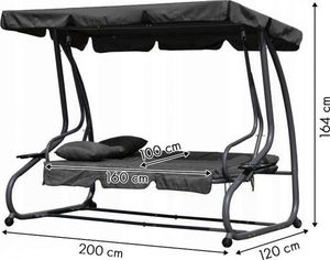 ModernHome Huśtawka ogrodowa rozkładana 2w1 z Parasolem 5