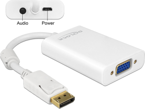 Adapter AV Delock DisplayPort - D-Sub (VGA) + Jack 3.5mm biały (65592) 1