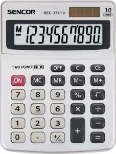 Kalkulator Sencor Sencor Kalkulator SEC 377/10, szara, biurkowy, 10 miejsc, podwójne zasilanie, metalowa obudowa 1