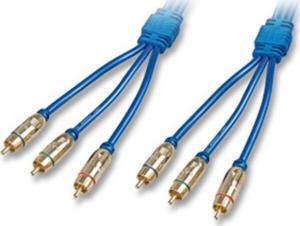 Kabel Lindy RCA (Cinch) x3 - RCA (Cinch) x3 0.5m niebieski (37529) 1