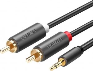 Kabel Ugreen Jack 3.5mm - RCA (Cinch) x2 1m czarny (UGR650BLK) 1