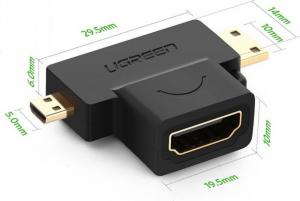 Adapter AV Ugreen HDMI Micro - HDMI Mini - HDMI czarny (UGR636BLK) 3