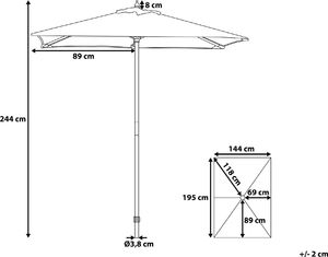 Beliani Parasol ogrodowy 144 x 195 cm szary FLAMENCO 8