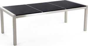 Beliani Zestaw ogrodowy stół granitowy dzielony blat czarny i 8 krzeseł beżowych GROSSETO (34050) 3