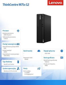 Komputer Lenovo ThinkCentre M75s G2, Ryzen 3 Pro 4350G, 8 GB, Radeon Vega 6, 256 GB M.2 PCIe Windows 10 Pro 2