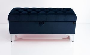 Emra Wood Design KUFER PIKOWANY CHESTERFIELD Siedzisko Pikowane Kolor Granatowy 3