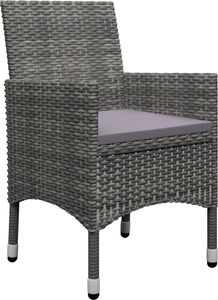 vidaXL 3-częściowy zestaw bistro, rattan PE i hartowane szkło, szary 3