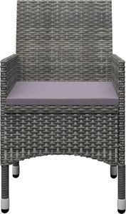 vidaXL 3-częściowy zestaw bistro, rattan PE i hartowane szkło, szary 4