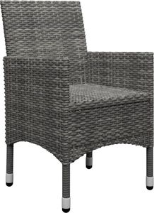 vidaXL 3-częściowy zestaw bistro, rattan PE i hartowane szkło, szary 5