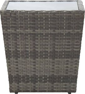 vidaXL 3-częściowy zestaw bistro, rattan PE i hartowane szkło, szary 9