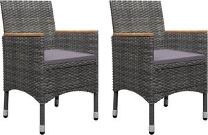 vidaXL 3-częściowy zestaw bistro, rattan PE i hartowane szkło, szary 2