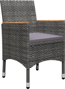 vidaXL 3-częściowy zestaw bistro, rattan PE i hartowane szkło, szary 3