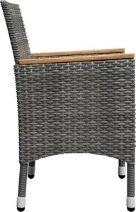 vidaXL 3-częściowy zestaw bistro, rattan PE i hartowane szkło, szary 5