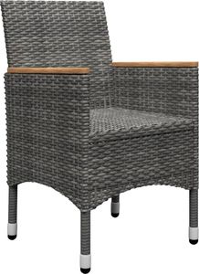 vidaXL 3-częściowy zestaw bistro, rattan PE i hartowane szkło, szary 6