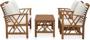 vidaXL 4-cz. zestaw wypoczynkowy do ogrodu, poduszki, drewno akacjowe 2