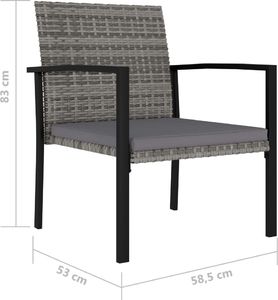 vidaXL 7-częściowy zestaw mebli ogrodowych, polirattan, szary 12