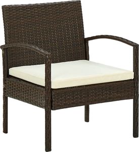 vidaXL Krzesło ogrodowe z poduszką, polirattan, brązowy 1