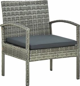 vidaXL Krzesło ogrodowe z poduszką, polirattan, szare 1