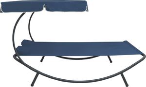 vidaXL Leżak ogrodowy z baldachimem i poduszkami, niebieski 3