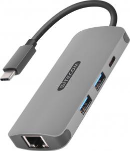HUB USB Sitecom CN-378 1x RJ-45 1x USB-C PD  + 2x USB-A 3.0 (001909760000) 1