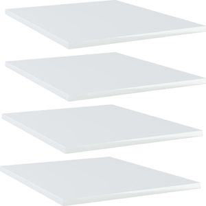 vidaXL Półki na książki, 4 szt., wysoki połysk, białe, 40x50x1,5 cm 1