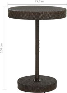 vidaXL Stolik ogrodowy, brązowy, 75,5 x 106 cm, polirattan 5