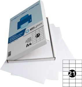 MD Labels Etykiety naklejki samoprzylepne 70x42,6mm na arkuszu A4 100 ark 3