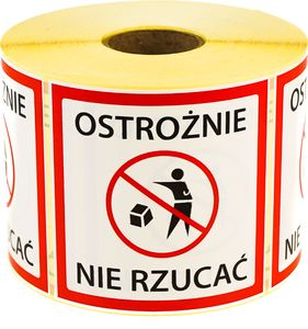 MD Labels Naklejki Etykiety Ostrzegawcze Ostrożnie nie rzucać 1000szt 1