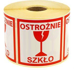 MD Labels Naklejki Etykiety Ostrzegawcze Ostrożnie szkło 1000szt 1
