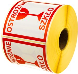 MD Labels Naklejki Etykiety Ostrzegawcze Ostrożnie szkło 1000szt 2