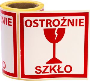 MD Labels Naklejki Etykiety Ostrzegawcze Ostrożnie szkło 100szt 1