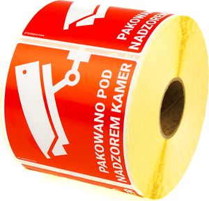 MD Labels Naklejki Etykiety Ostrzegawcze Pakowano pod nadzorem kamer 1000szt 2