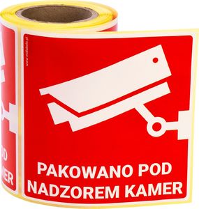 MD Labels Naklejki Etykiety Ostrzegawcze Pakowano pod nadzorem kamer 100szt 1