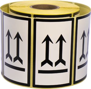 MD Labels Naklejki Etykiety Ostrzegawcze OSTROŻNIE GÓRA STRZAŁKI 1000szt 3