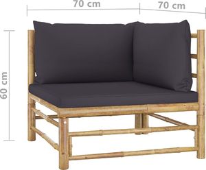 vidaXL 2-cz. zestaw mebli do ogrodu, ciemnoszare poduszki, bambus 7