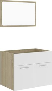 vidaXL 2-częściowy zestaw mebli łazienkowych, biel i dąb sonoma, płyta 2