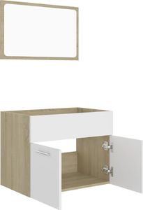 vidaXL 2-częściowy zestaw mebli łazienkowych, biel i dąb sonoma, płyta 5