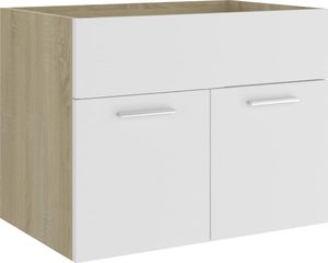 vidaXL 2-częściowy zestaw mebli łazienkowych, biel i dąb sonoma, płyta 8