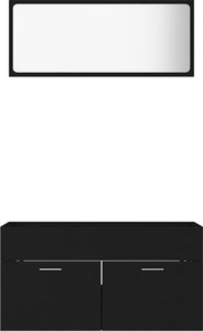 vidaXL 2-częściowy zestaw mebli łazienkowych, czarny, płyta wiórowa 5
