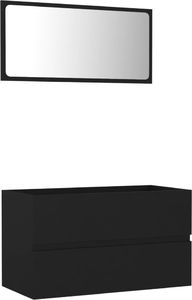 vidaXL 2-częściowy zestaw mebli łazienkowych, czarny, płyta wiórowa 2