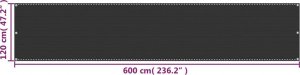 vidaXL Parawan balkonowy, antracytowy, 120x600 cm, HDPE 3