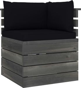 vidaXL Ogrodowa sofa narożna z palet, z poduszkami, drewno sosnowe 1