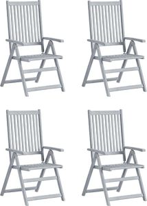 vidaXL Rozkładane krzesła ogrodowe z poduszkami, 4 szt., lita akacja 2