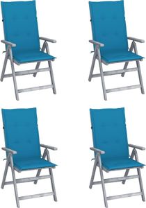 vidaXL Rozkładane krzesła ogrodowe z poduszkami, 4 szt., lita akacja 1