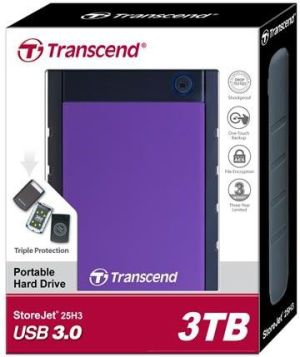 Dysk zewnętrzny HDD Transcend HDD 3 TB Czarno-fioletowy (TS3TSJ25H3P) 1