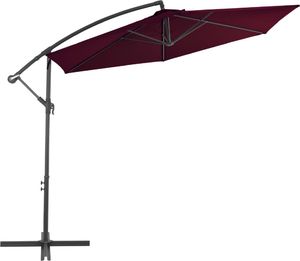 vidaXL Parasol wiszący z aluminiowym słupkiem, bordowy, 300 cm 2