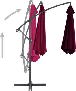 vidaXL Parasol wiszący z aluminiowym słupkiem, bordowy, 300 cm 4