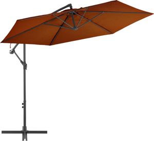 vidaXL Wiszący parasol ze słupkiem aluminiowym, terakotowy, 300 cm 1