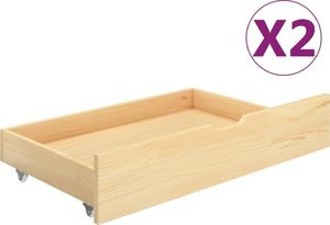 vidaXL Szuflady pod łóżko, 2 szt., lite drewno sosnowe 1