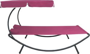 vidaXL Leżak ogrodowy z baldachimem i poduszkami, różowy 3